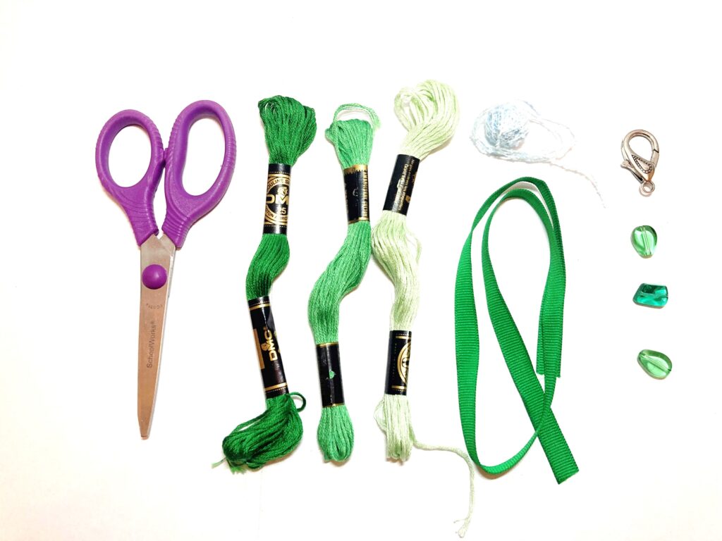 All the supplies you need for your tassel keychain!